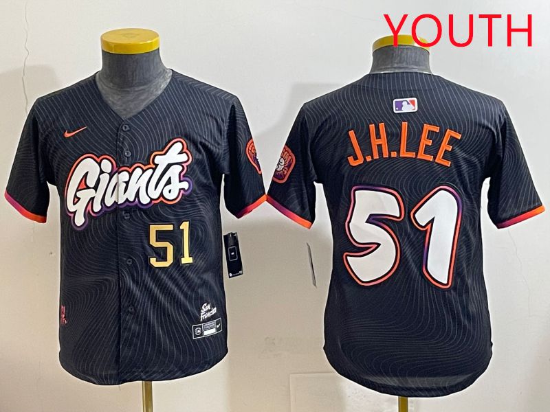 Youth San Francisco Giants #51 J.H.Lee Black Joint Name 2025 Nike MLB Jersey style 5->youth mlb jersey->Youth Jersey